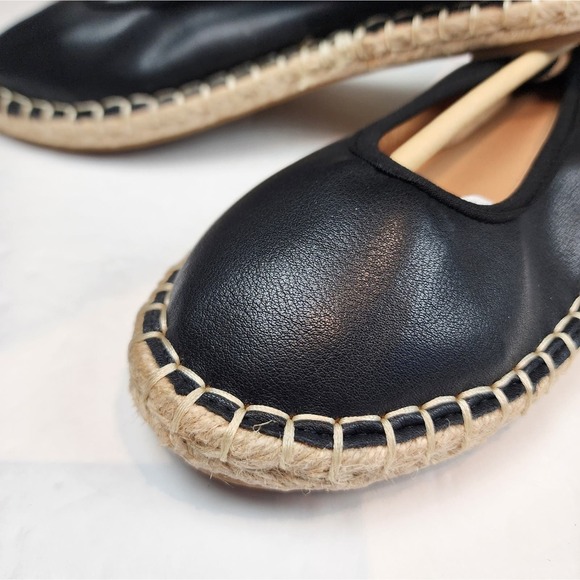 New Black Espadrille Ballet Flats Womens Black Cushion Comfort Slipons Size 6 - Picture 3 of 12